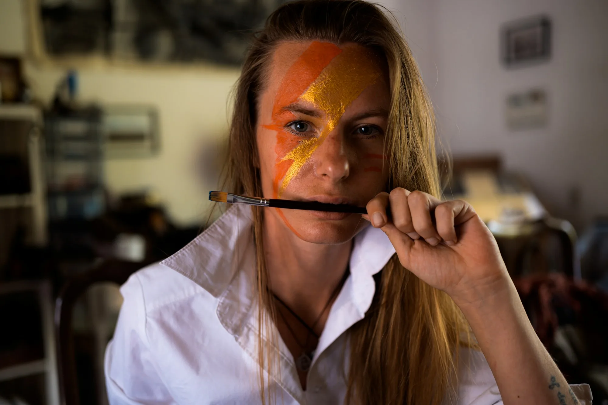 Artist in her working studio